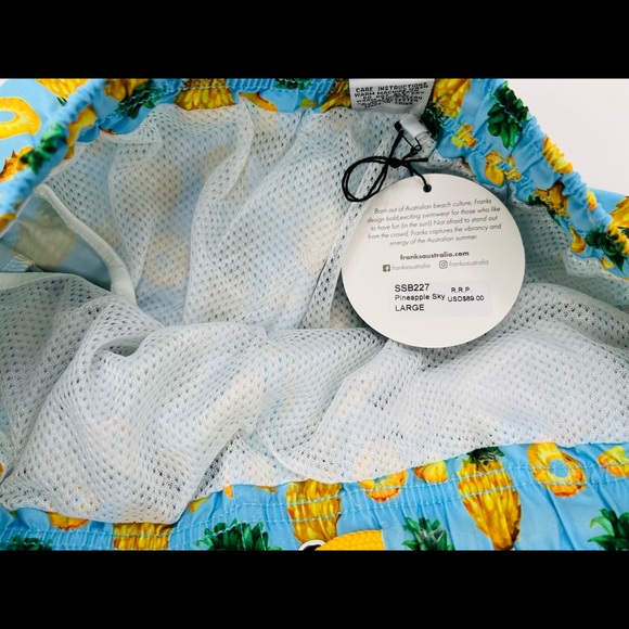 FRANKS AUSTRALIA BLUE PINEAPPLE SKY SWIM SHORTS - Picture 8 of 8